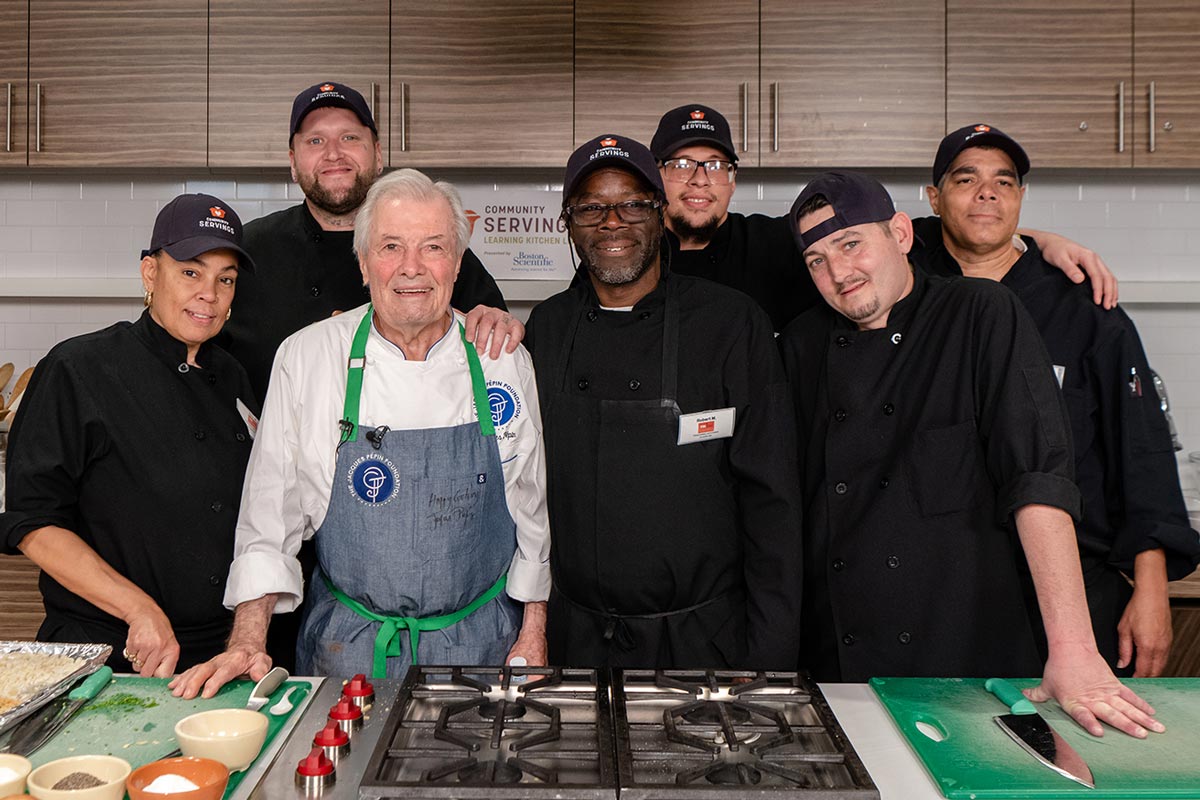 Jacques P&eacute;pin at Community Servings. Photo by Eric Vitale Photography.