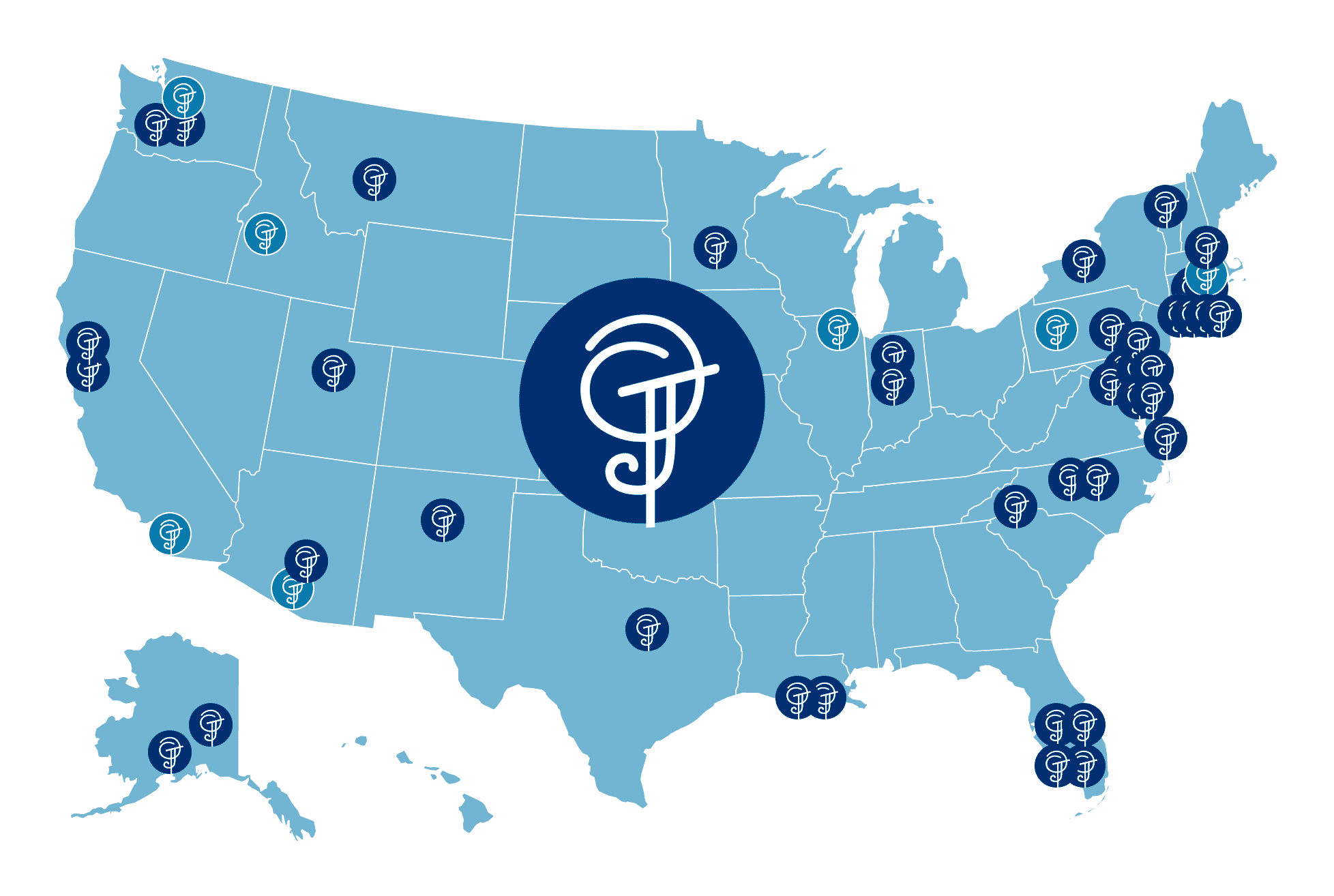 Map of culinary arts training programs across the United States