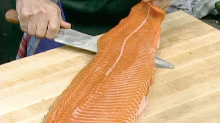 Removing Skin from Salmon