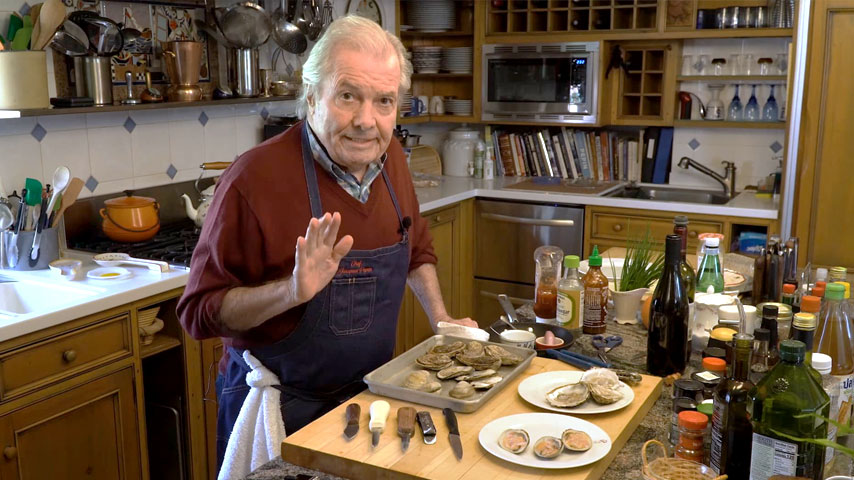 Jacques Pépin prepares clams and oysters