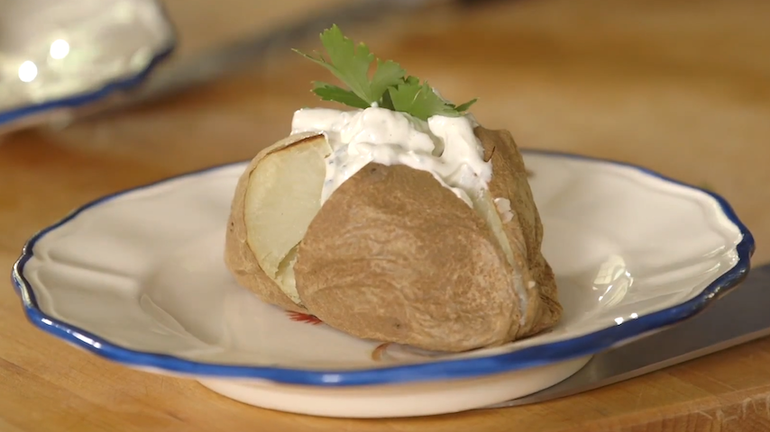 Twice-Baked Potatoes with Sour Cream Sauce
