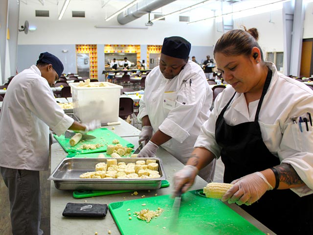 Culinary students working at Cathedral Kitchen