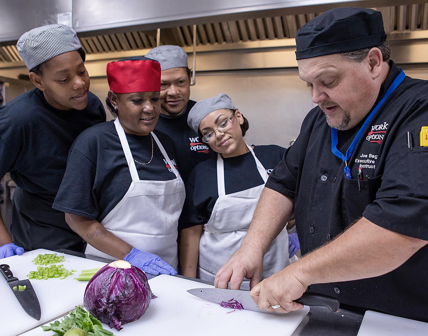 Culinary students at the Work Options culinary training program