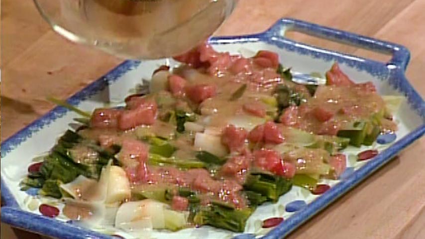 Leeks with Tomatoes and Olive Oil by Jacques Pepin