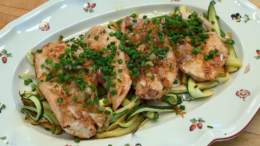 Scallopini of Chicken with Zucchini by Jacques Pepin