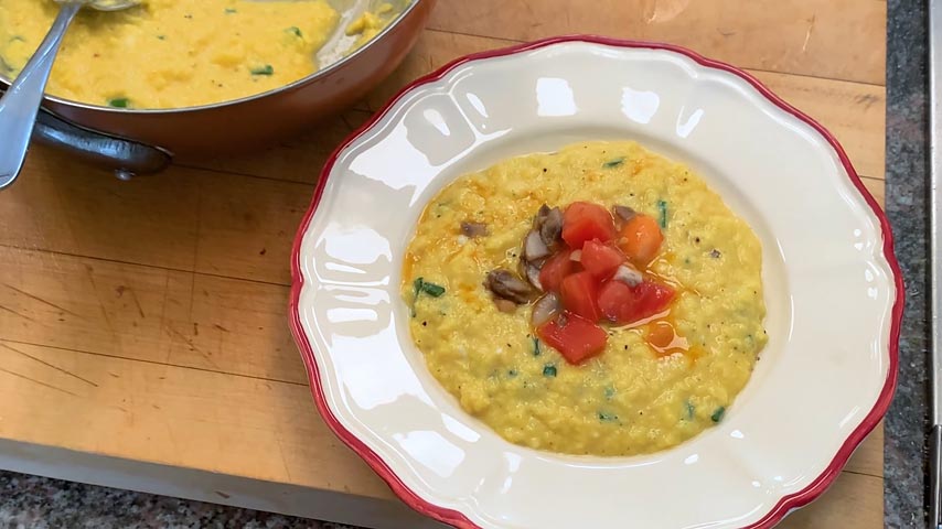 Scrambled Eggs with Mushrooms and Tomato by Jacques Pepin