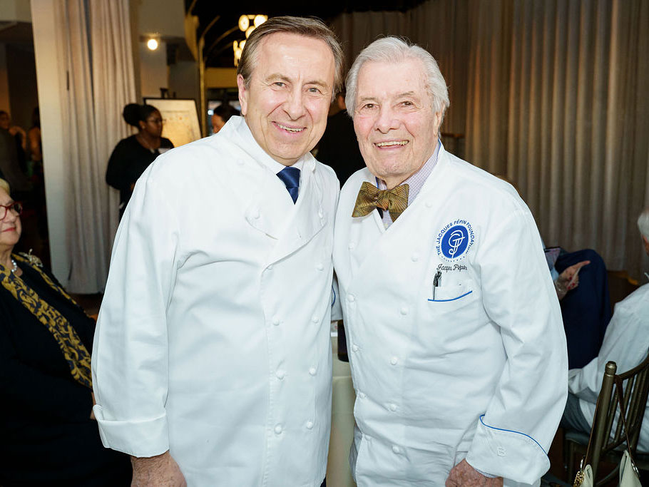 Jacques Pepin and Daniel Boulud in chef coats