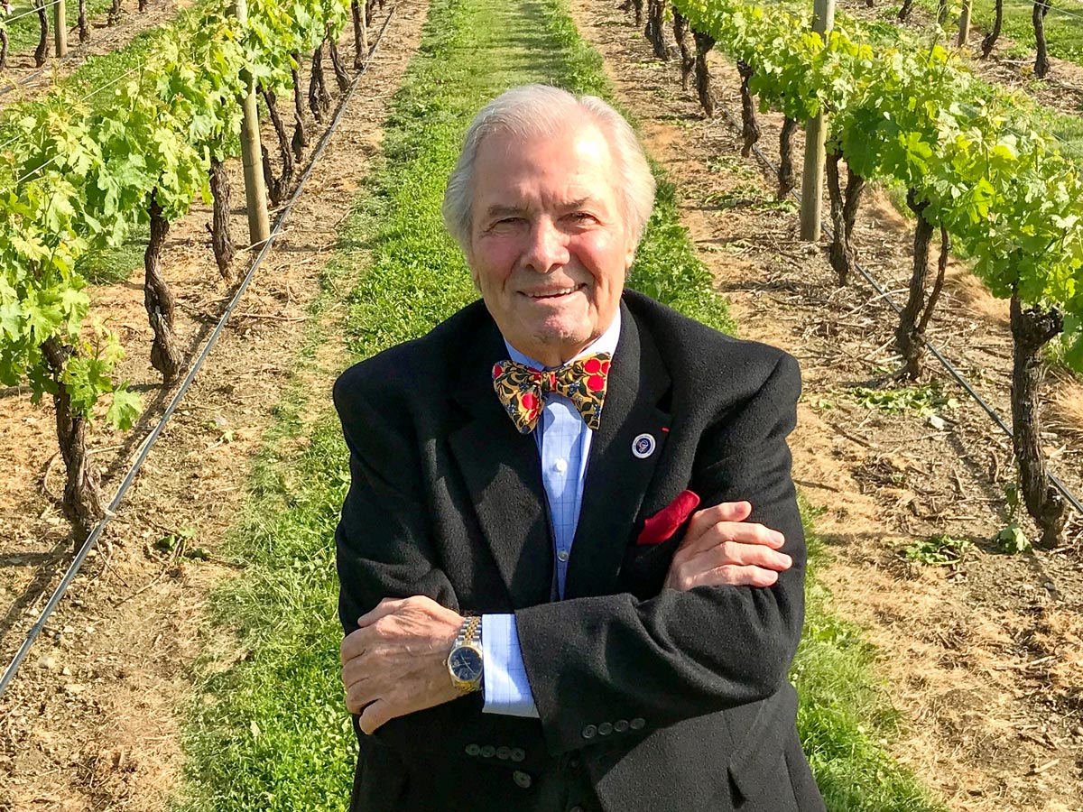 Jacques Pepin in a vineyard