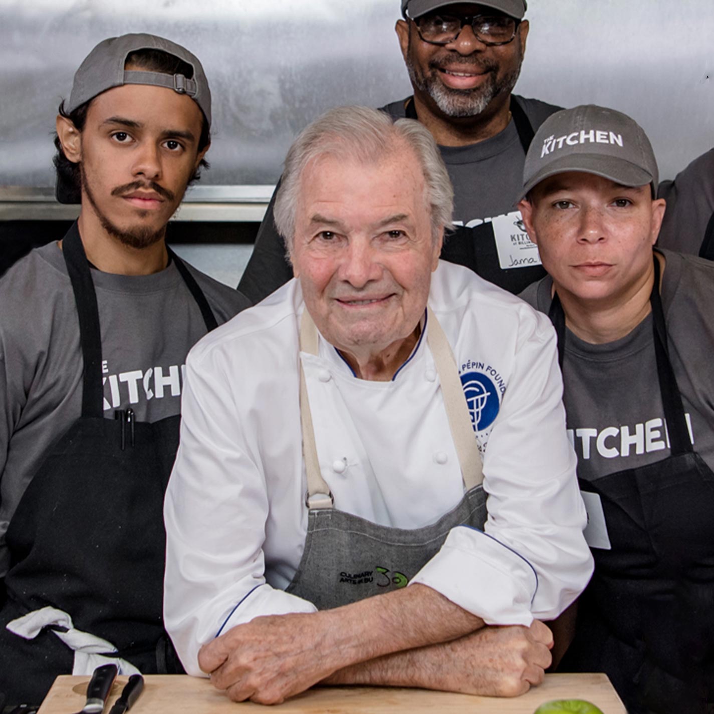 Jacques Pepin with culinary students