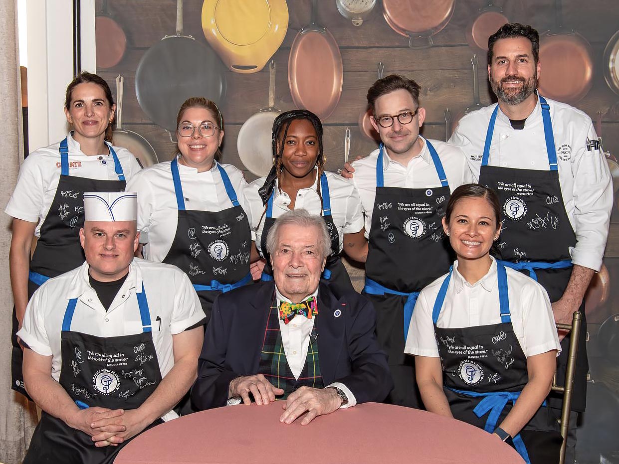 Katie Button, Sarah Grueneberg, Camari Mick, Vinnie Cimino, Matt Tiscornia, Suzanne Cupps, Jacques Pépin and Ryan Bartlow (clockwise from top)
