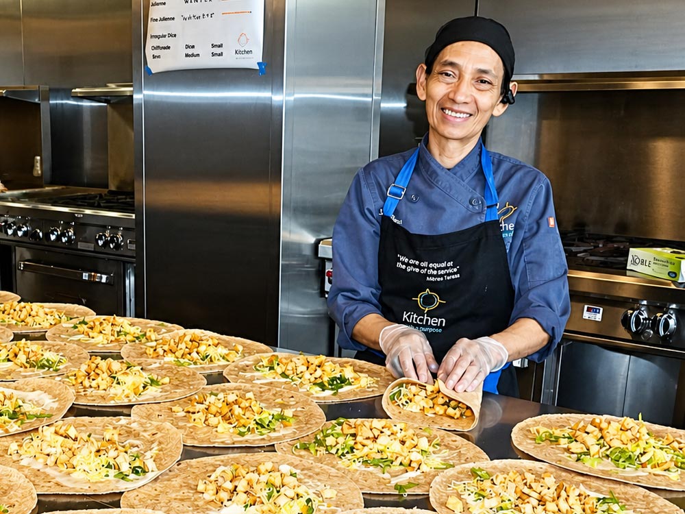 Culinary student at JPF Partnership Circle Grantee Kitchen of Purpose