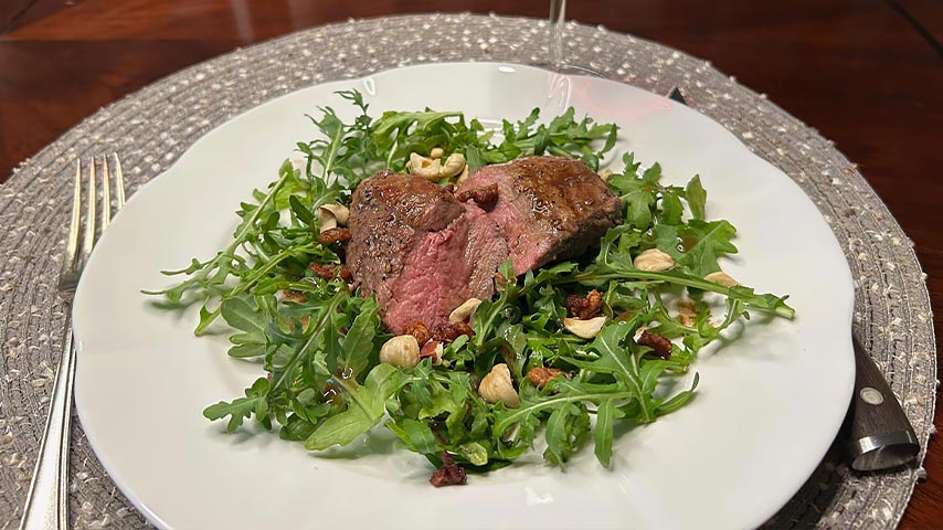 Sautéed Duck Breast with Arugula Salad and Cracklings