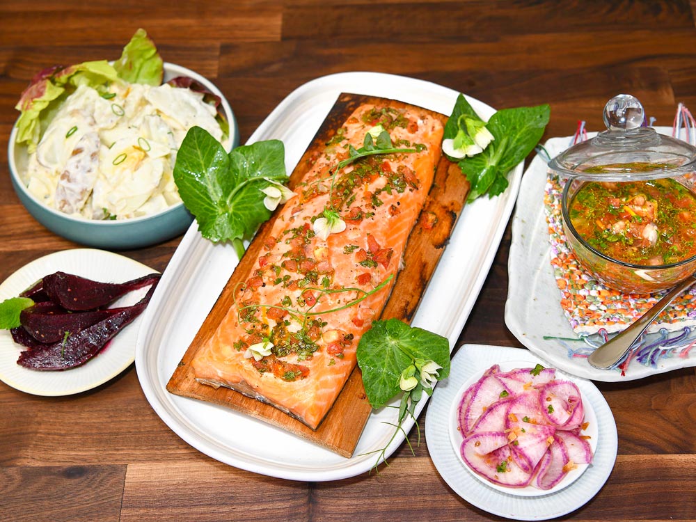 Plank-Roasted Chilean Salmon with Citrus-Cilantro Salsa