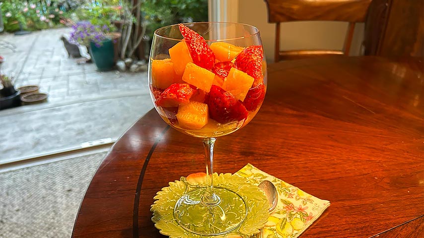 Melon and Strawberries in Honey Sauce