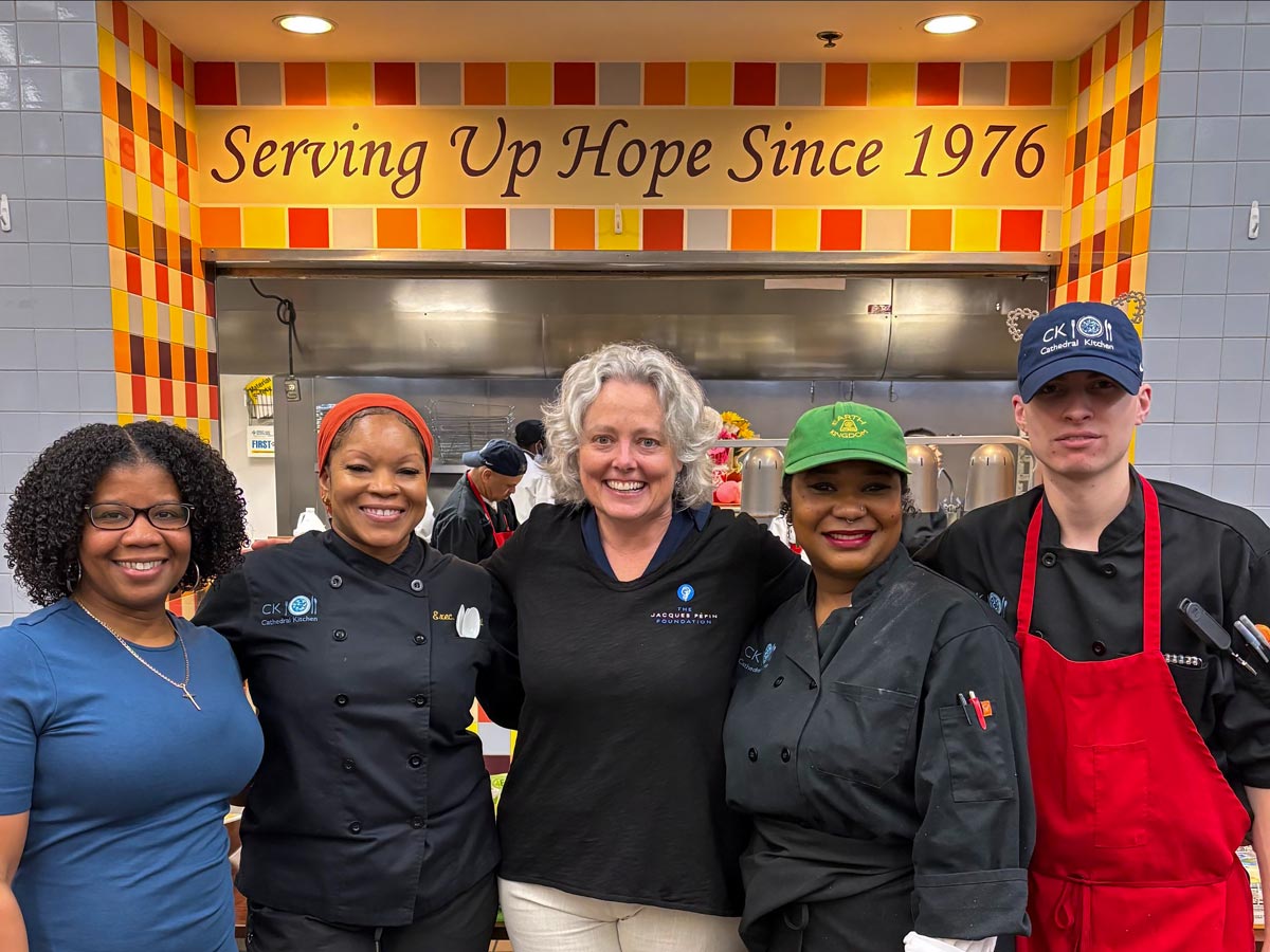 Jennifer Quigley Harris with culinary students and staff from Cathedral Kitchen