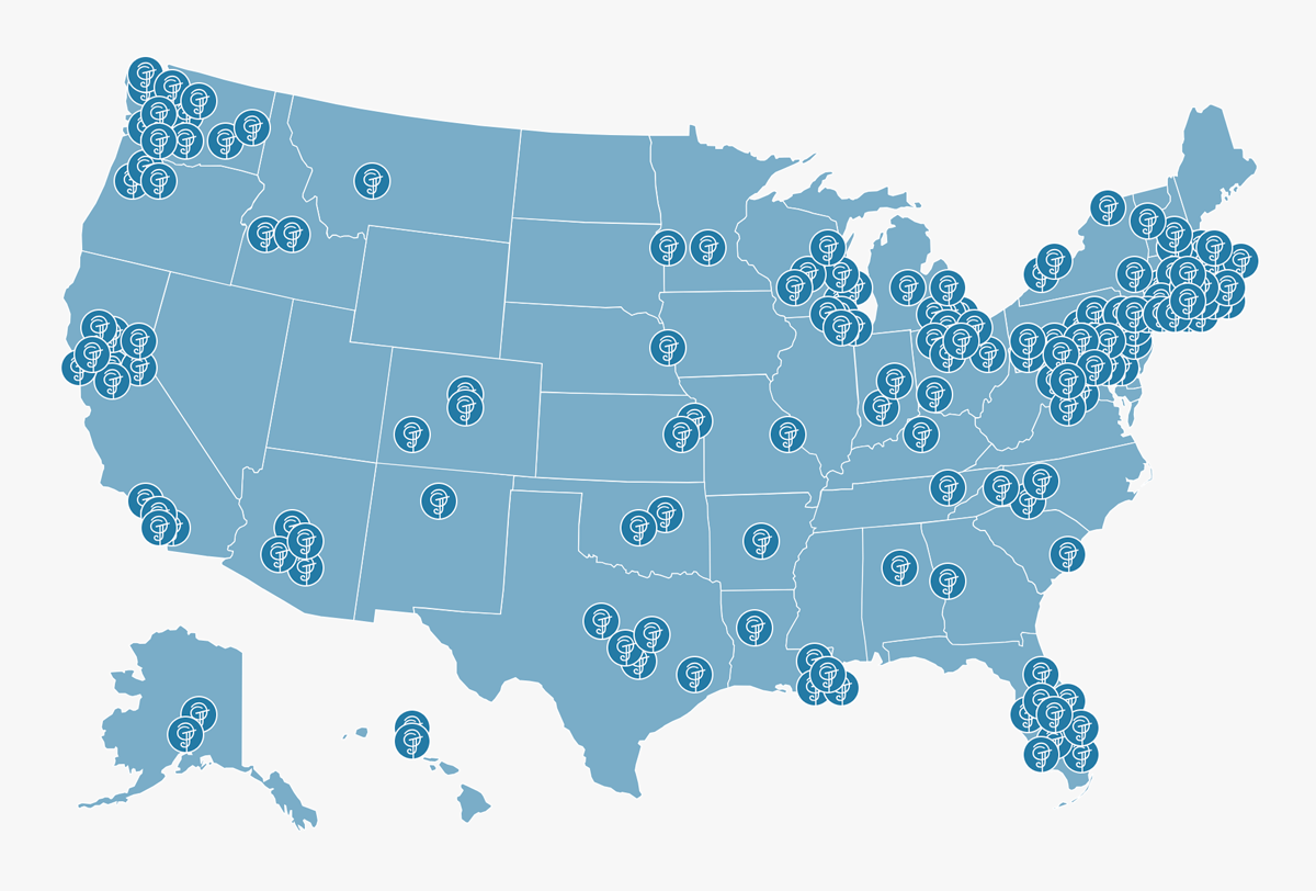 Map of culinary arts training programs across the United States